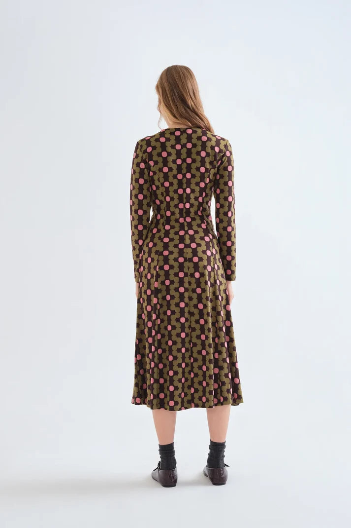 Round Neck Knotted Waist Midi Dress
