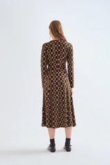 Round Neck Knotted Waist Midi Dress