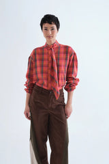 Plaid Shirt with Neck Tie