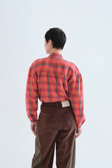Plaid Shirt with Neck Tie
