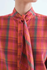 Plaid Shirt with Neck Tie