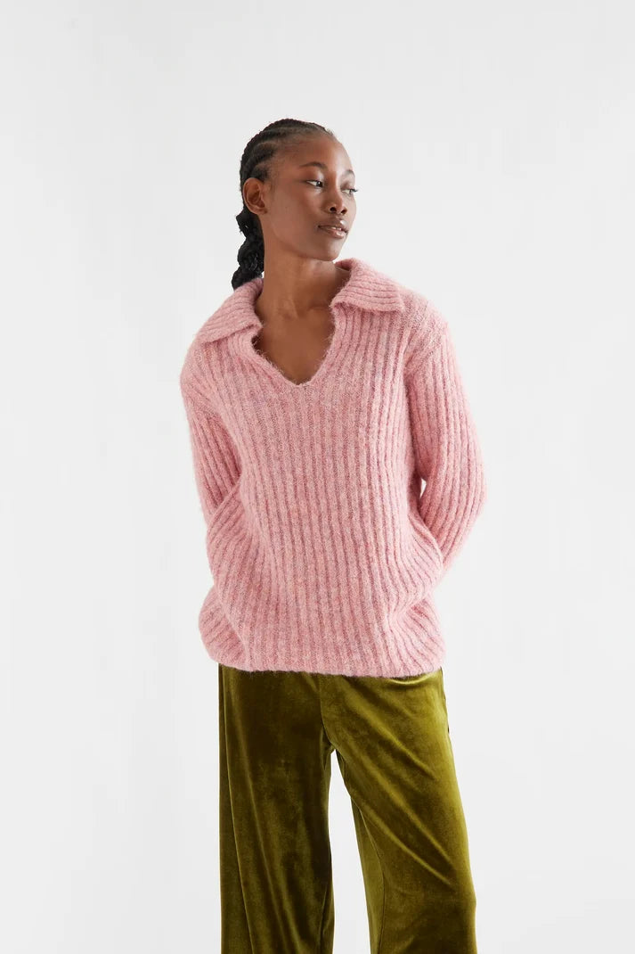 Lapel Collar Vneck Sweater