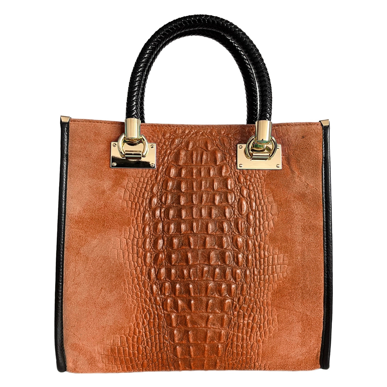 Suede and Leather Tote Bag