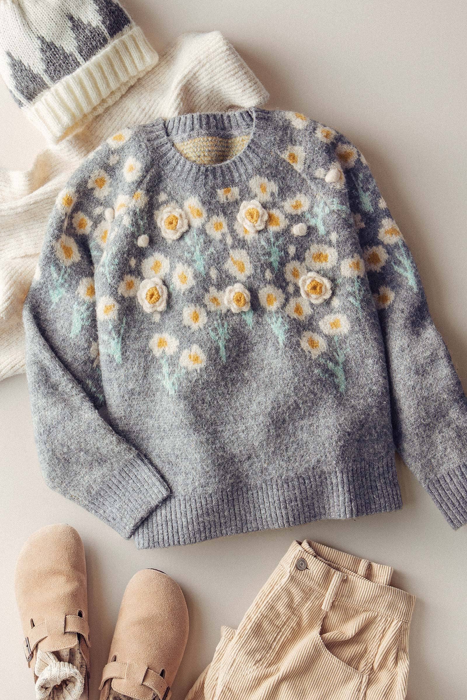 Daisy Floral Knit Sweater