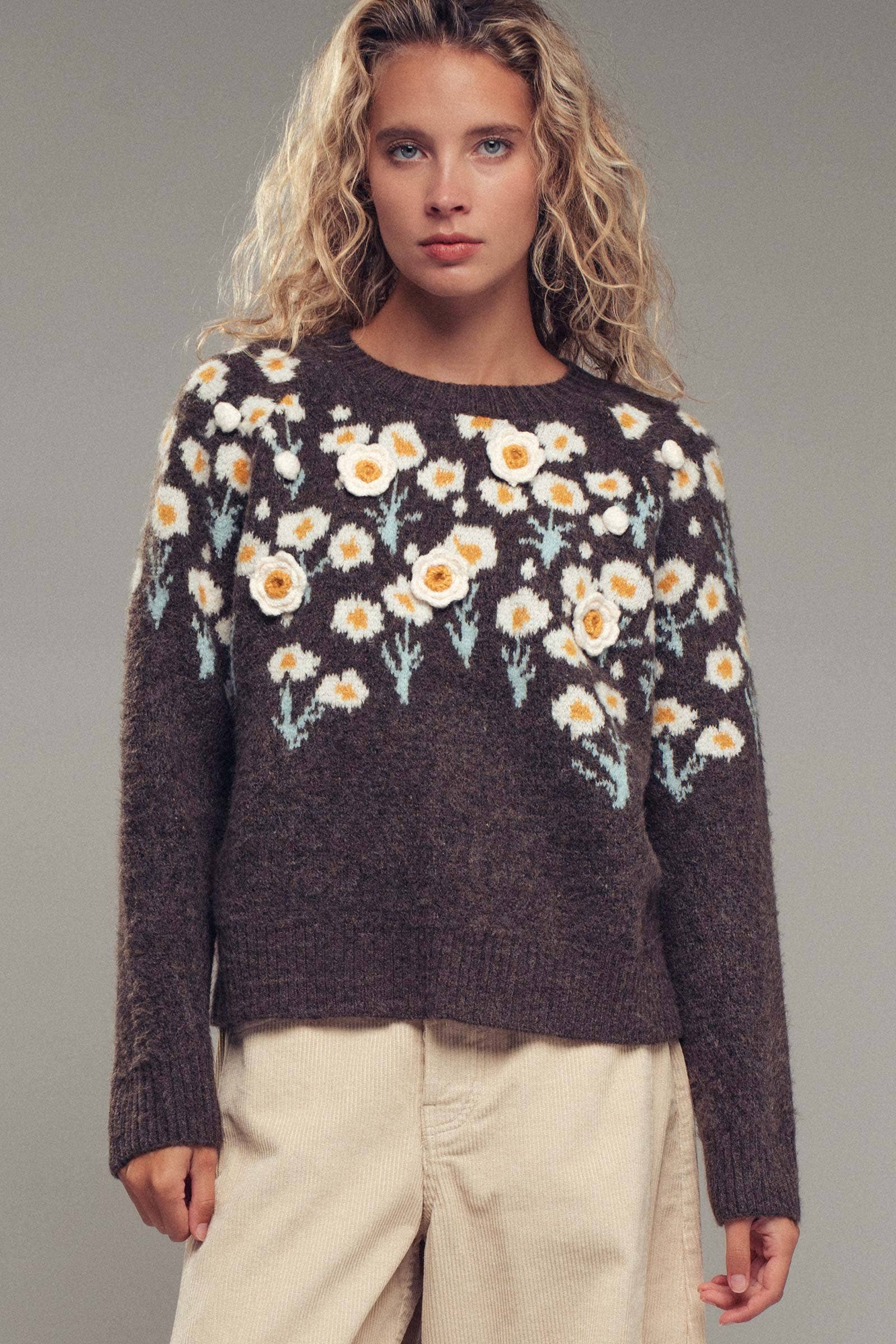 Daisy Floral Knit Sweater