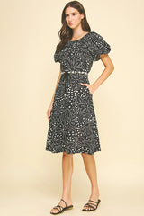 Floral Midi Dress with Seashell Belt