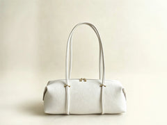 Genuine Leather Barrel Shoulder Bag
