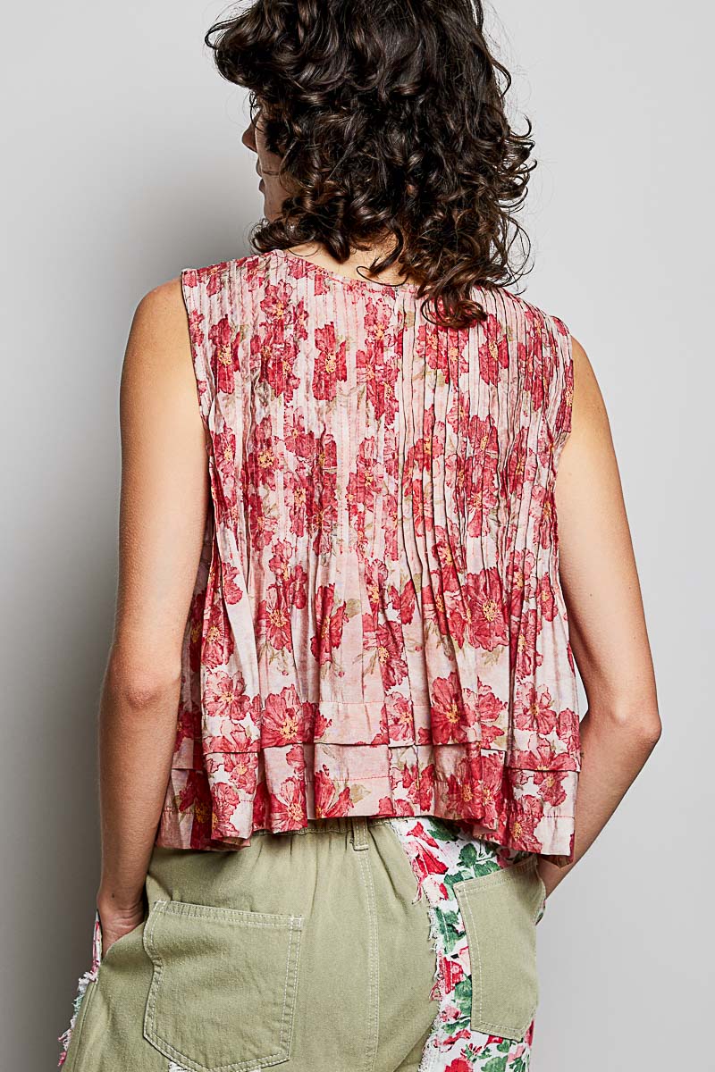 Floral Pleated Tank
