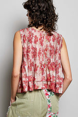 Floral Pleated Tank