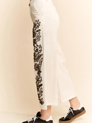 Floral Embroidered Side Pants