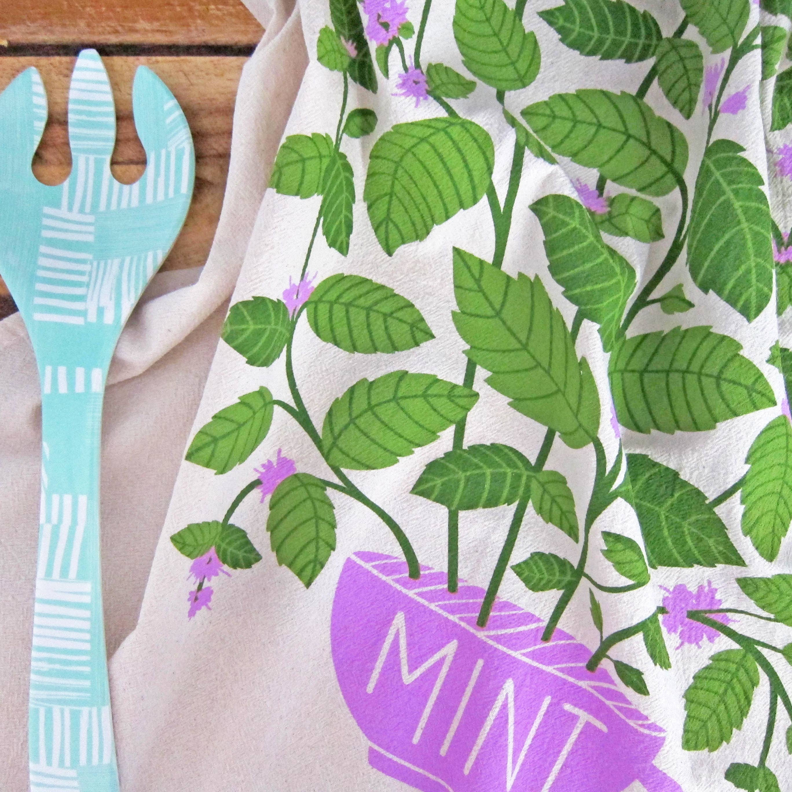 Fresh Herbs (Basil, Mint) Tea Towel Set