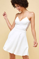V-Neck Lace Trim Dress