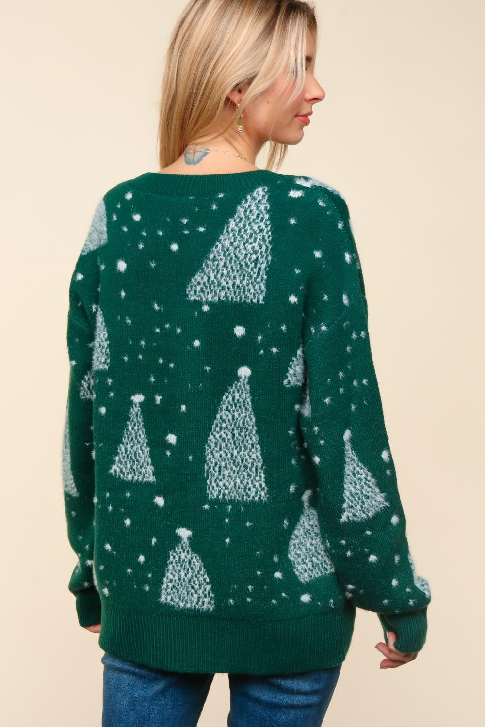 Round Neck Oversized Christmas Tree Sweater