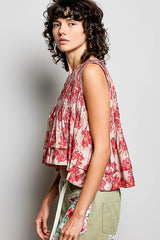 Floral Pleated Tank
