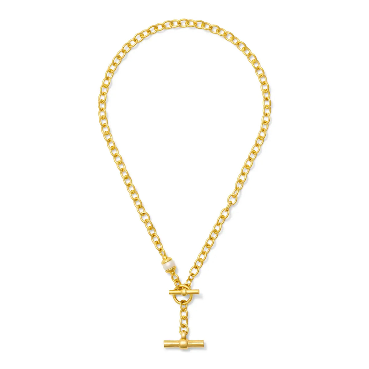 Andy Gold Toggle + Pearl Necklace