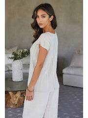 Short Sleeve Ribbed Vneck