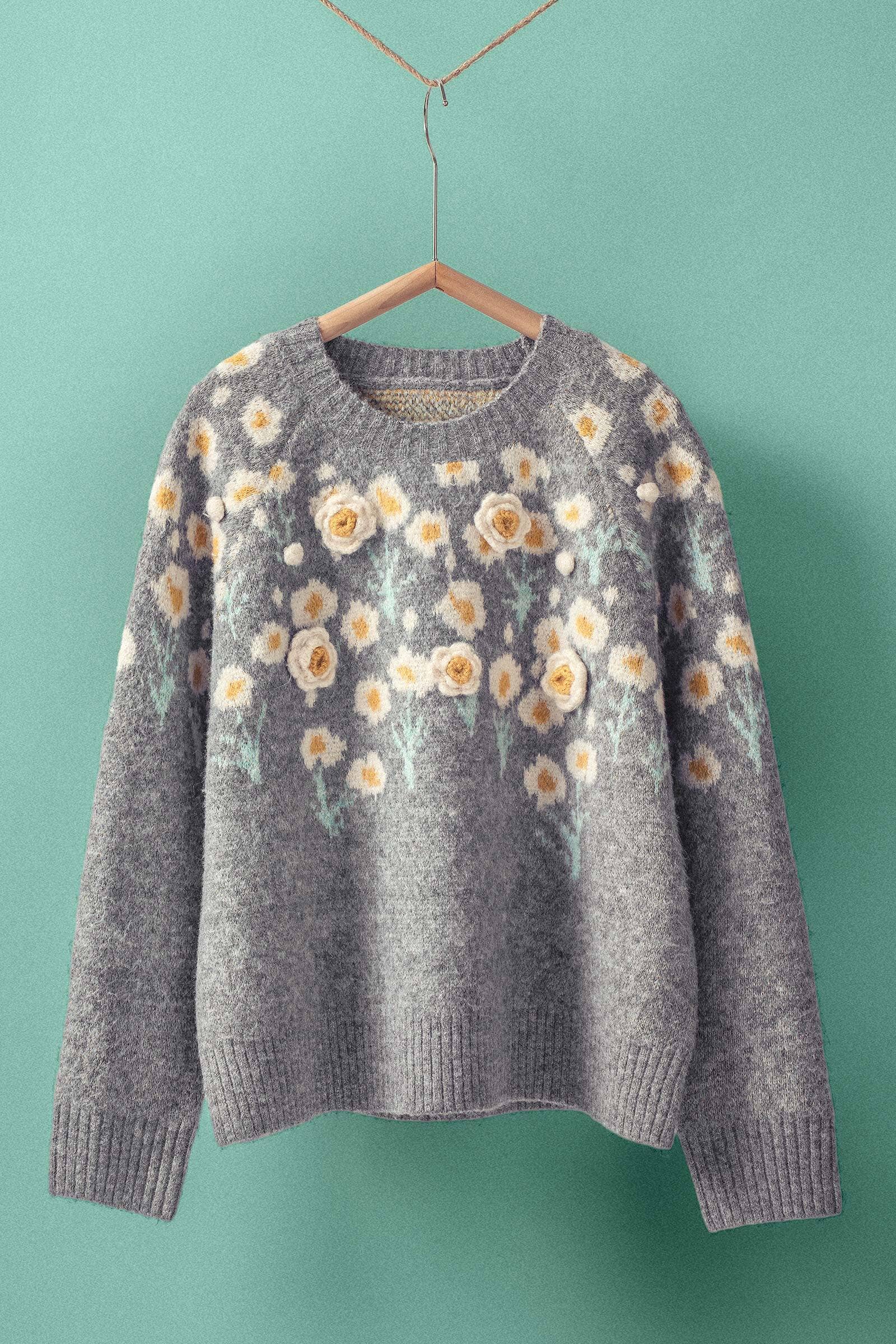 Daisy Floral Knit Sweater