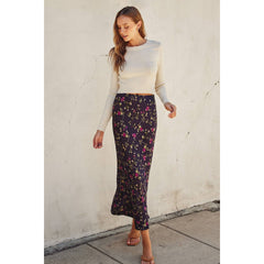 Floral Satin Pull On Maxi Skirt