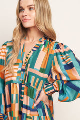Long Sleeve Tiered Mini Dress