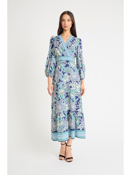V-Neck Ballon Sleeve Dress