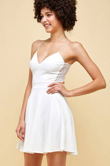 V-Neck Lace Trim Dress