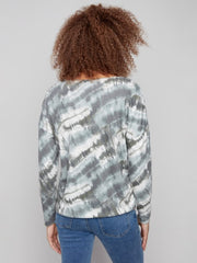 Printed V-Neck Knit Top