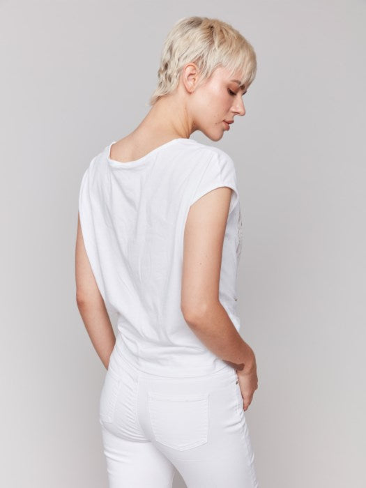 Foil Print Front Knot Top