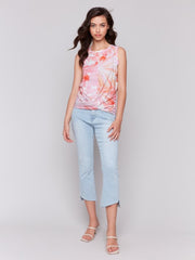 Floral Tank Top With Knot Detail