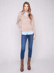 Vneck Sweater with Collar