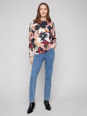 Floral Sweater Zipper Sleeves