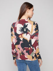 Floral Sweater Zipper Sleeves