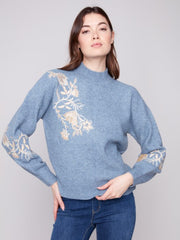 Mock Neck Sweater with Sequin Detail