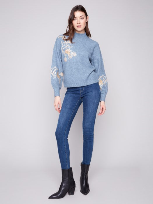 Mock Neck Sweater with Sequin Detail