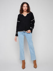 Ribbed Embroidered Back Sweater