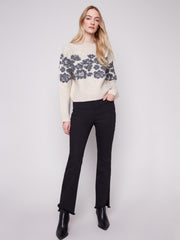 Floral Jacquard Crew Neck Sweater