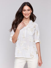 Metallic Flower Top