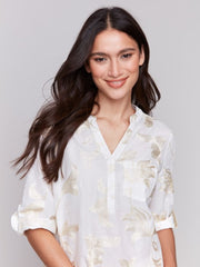 Metallic Flower Top