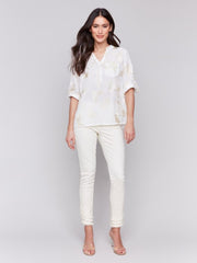 Metallic Flower Top