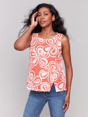 Printed Sleeveless Linen Top