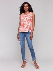 Printed Sleeveless Linen Top