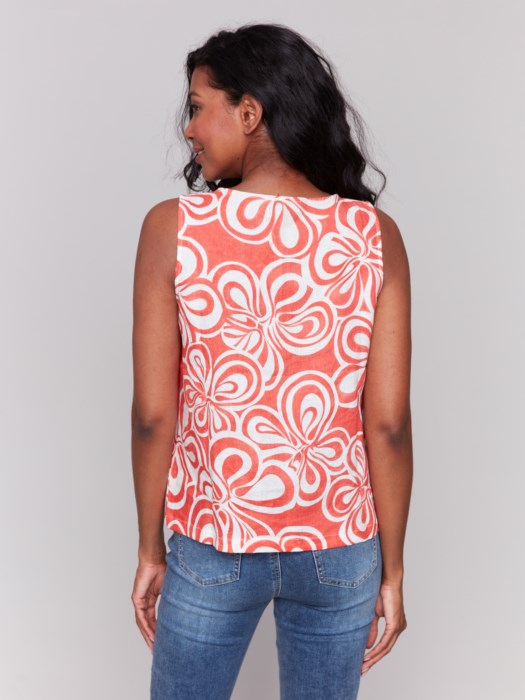 Printed Sleeveless Linen Top