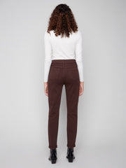 Cuffed Hem Slim Twill Pant