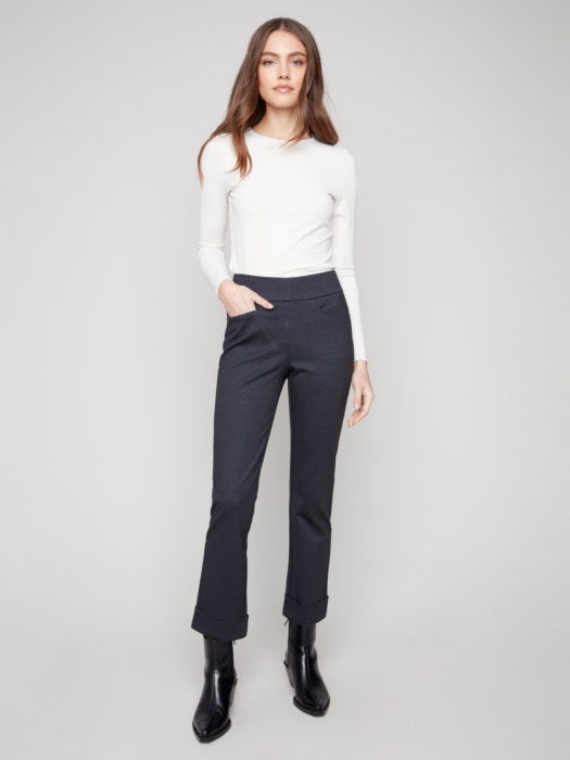 Rolled Cuff Pull On Ponte Pant