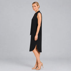 Sleeveless Vneck Tie Midi Dress