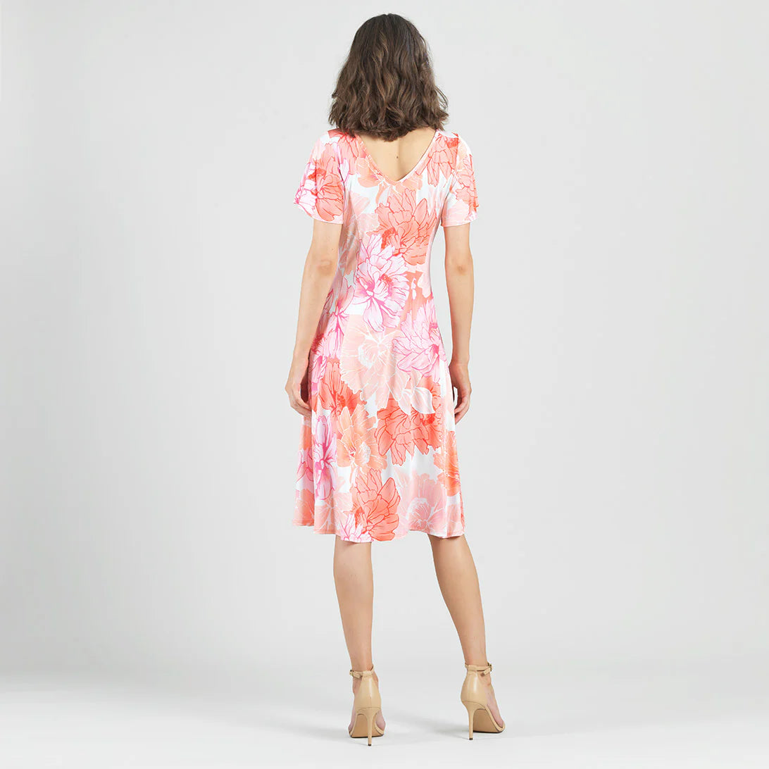 Floral Print Flutter Sleeve Midi