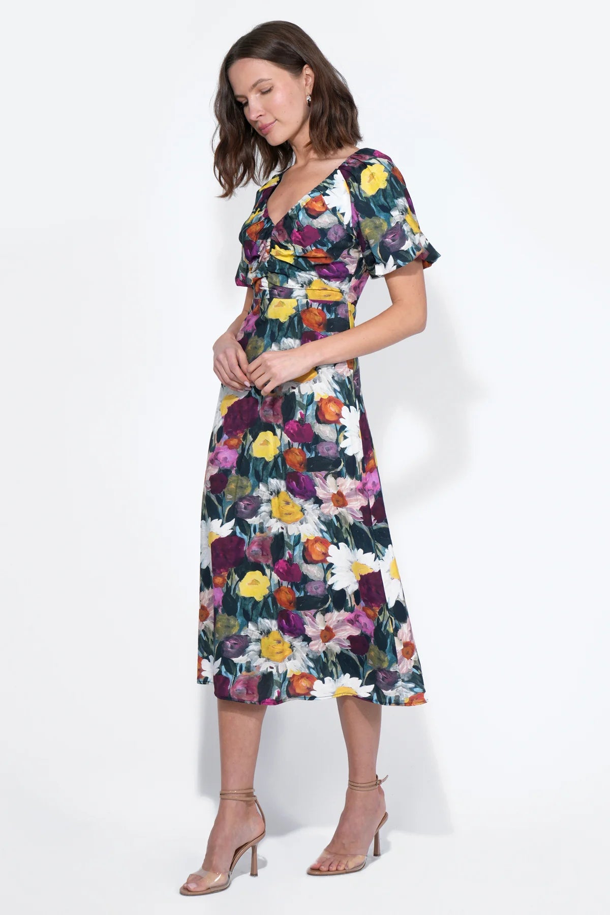 Elinda Ruched Front Midi Dress