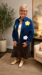 Embroidered Flower Denim Shirt
