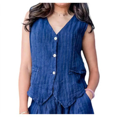 Pinstripe Linen Vest