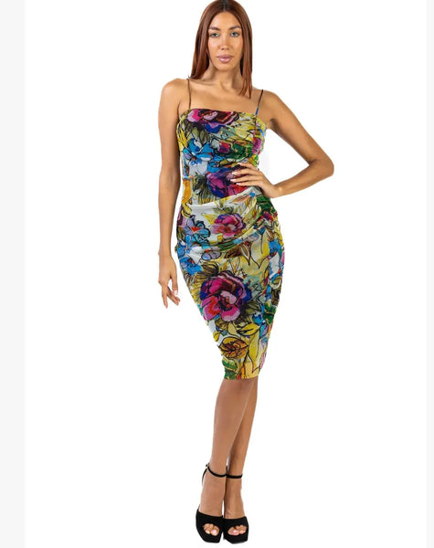 Floral Ruched Midi Dress – Lola's on 3rd