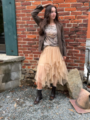 Tiered Tulle Midi Skirt